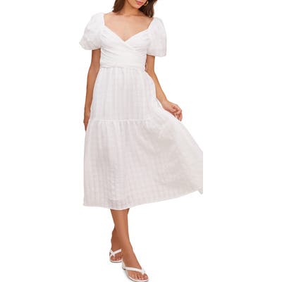Astr The Label Sonnet Tie Back Midi Dress, White