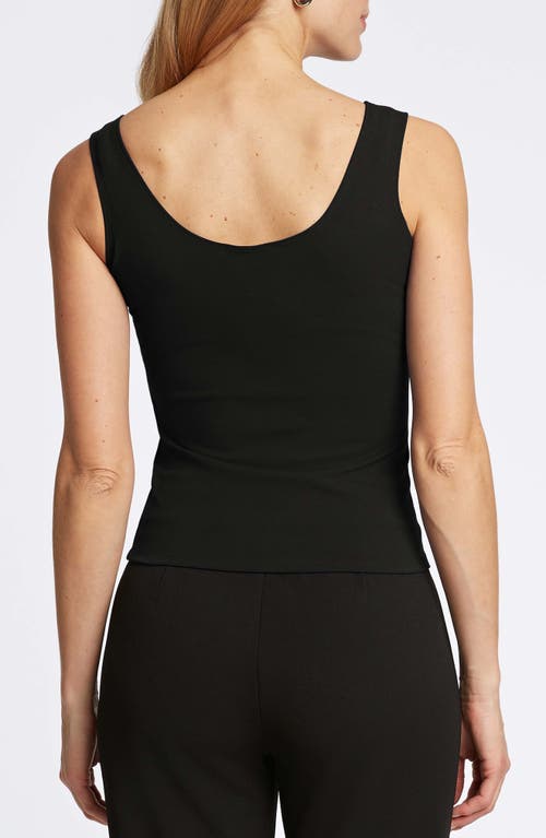 Shop Foxcroft Georgia Crepe Knit Tank In Black