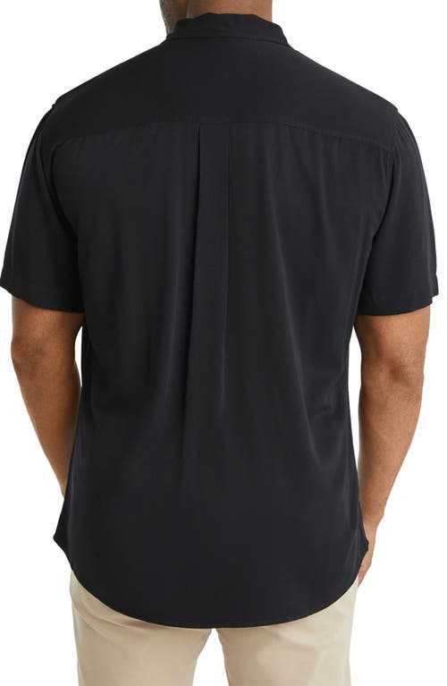 Shop Johnny Bigg Corfu Solid Black Short Sleeve Button-up Shirt