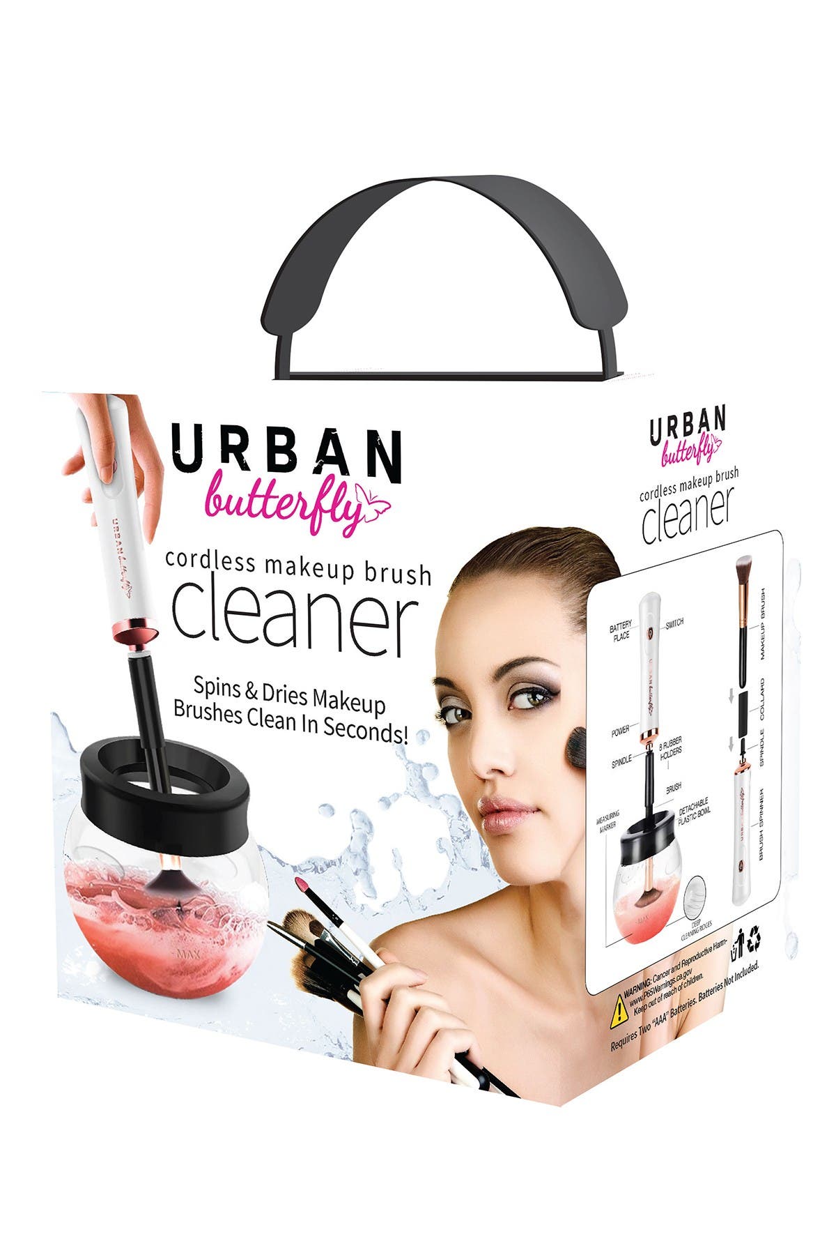 Aduro Urban Butterfly Cordless Makeup Brush Cleaner In White/rose Gold