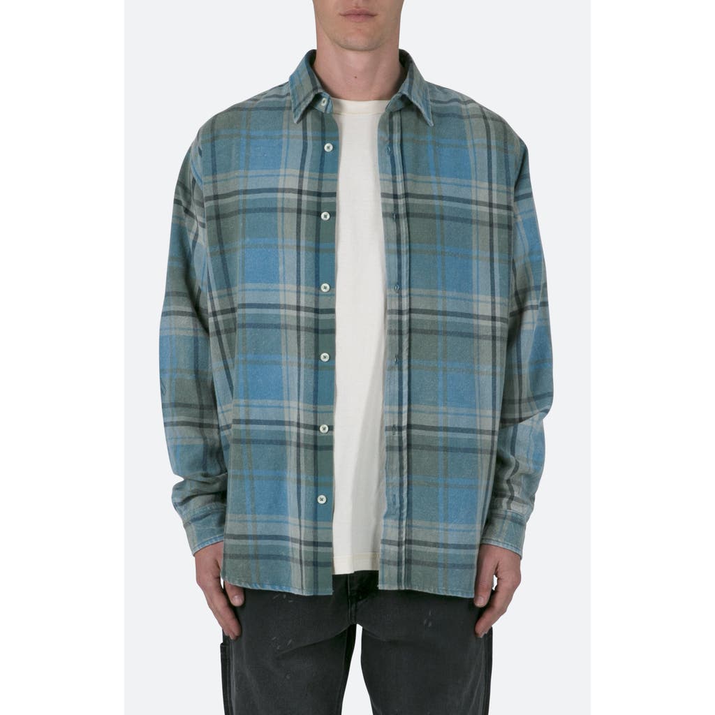 Mnml Washed Plaid Button-up Shirt In Blue/black