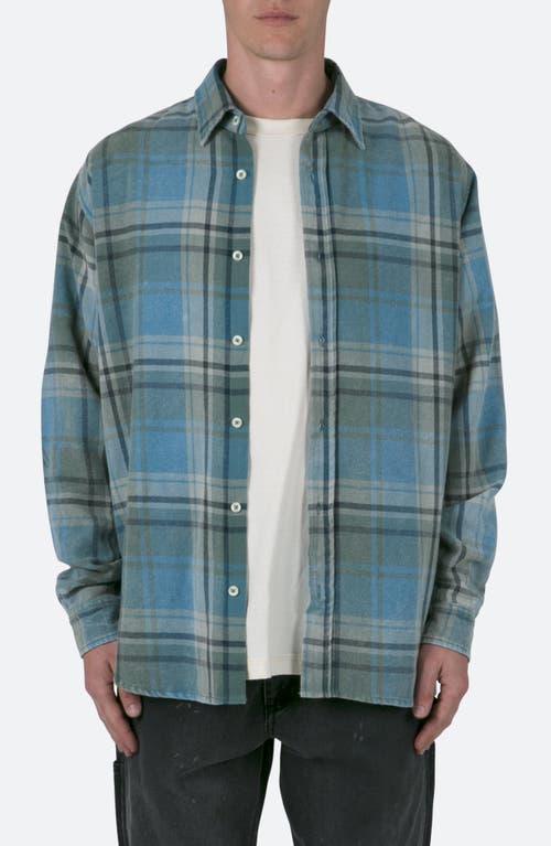 Mnml Washed Plaid Button-up Shirt In Blue/black