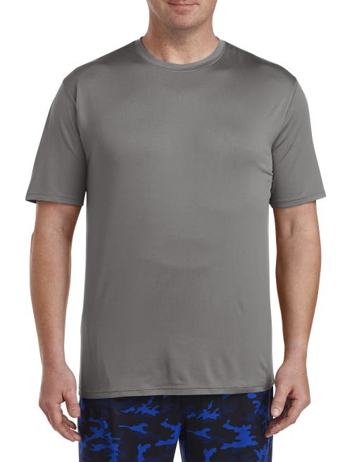 Harbor Bay Tech Stretch Crewneck T-shirt In Grey Pinstripe