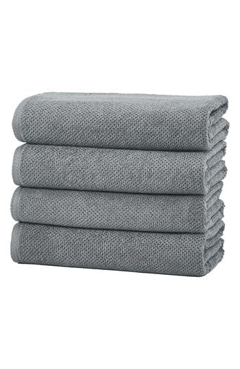 Woven & Weft Cotton 4-pack Textured Bath Towel Set In Dark Grey