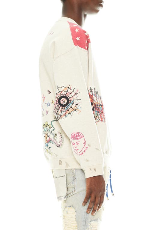 Shop Cult Of Individuality Scribbled Graphic Sweatshirt In Vintage Winter Cream