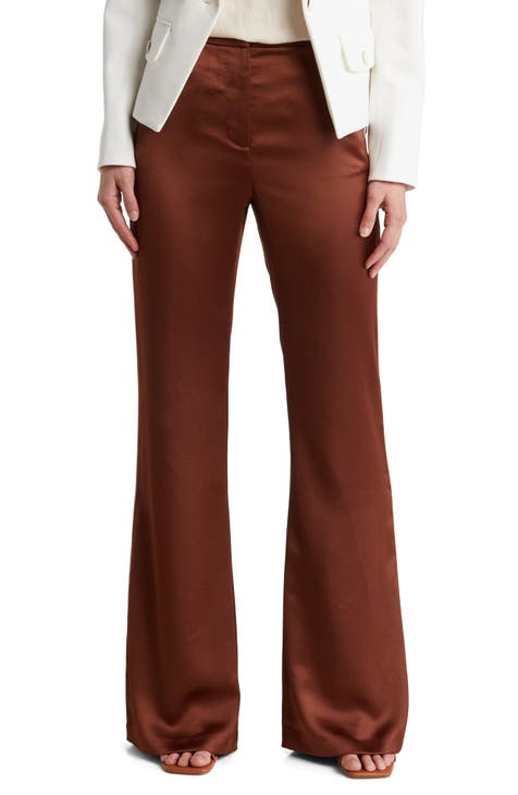 Azariah high-rise flared pants in brown - Veronica Beard