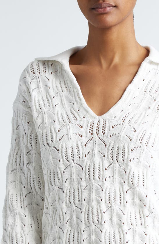 Shop Vince Baja Pointelle Sweater In Optic White