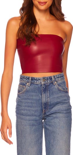Red Faux Leather Crop Top