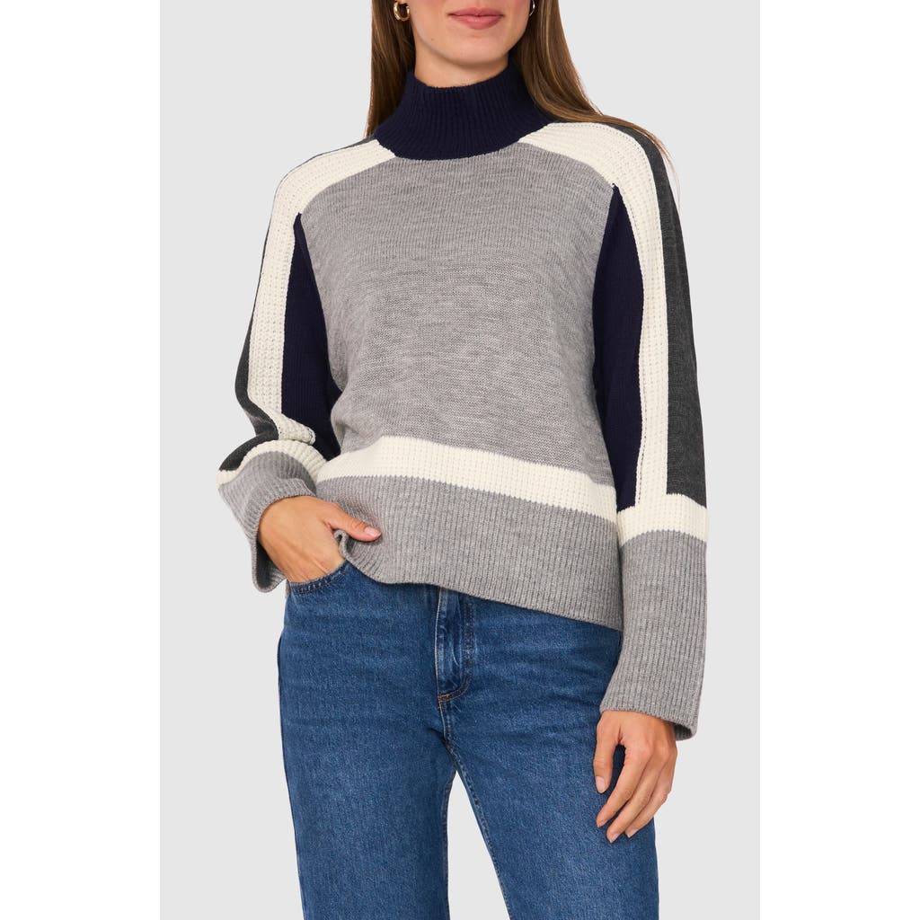 Halogenr Halogen(r) Colorblock Mock Neck Sweater In New Navy Blue