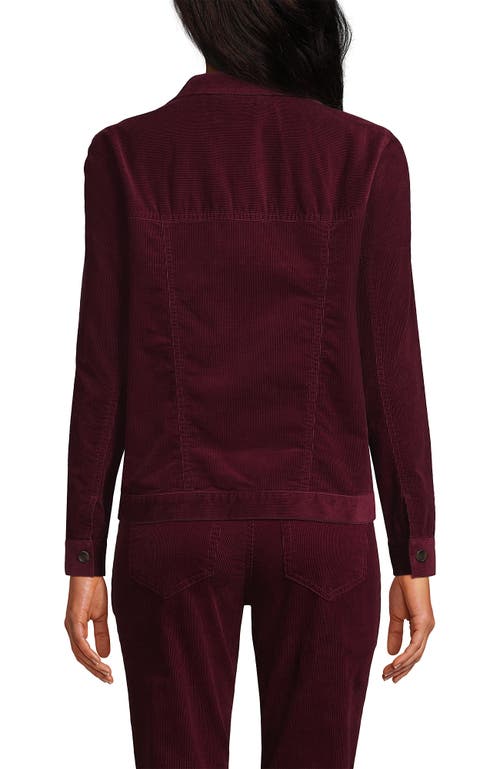 Shop Lands' End Corduroy Cropped Button Front Jacket In Rich Burgundy