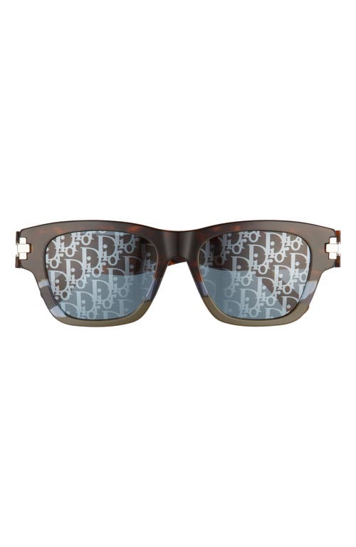 DIOR Blacksuit XL Square Sunglasses in Dark Havana /Blue Mirror