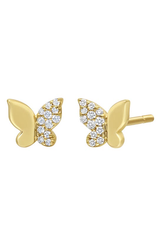 Shop Bony Levy Pavé Diamond Butterfly Stud Earrings In 18k Yellow Gold