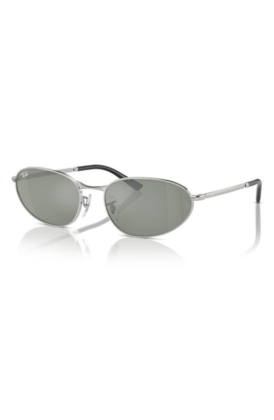 Shop Ray Ban Ray-ban 56mm Irregular Oval Sunglasses In Silver