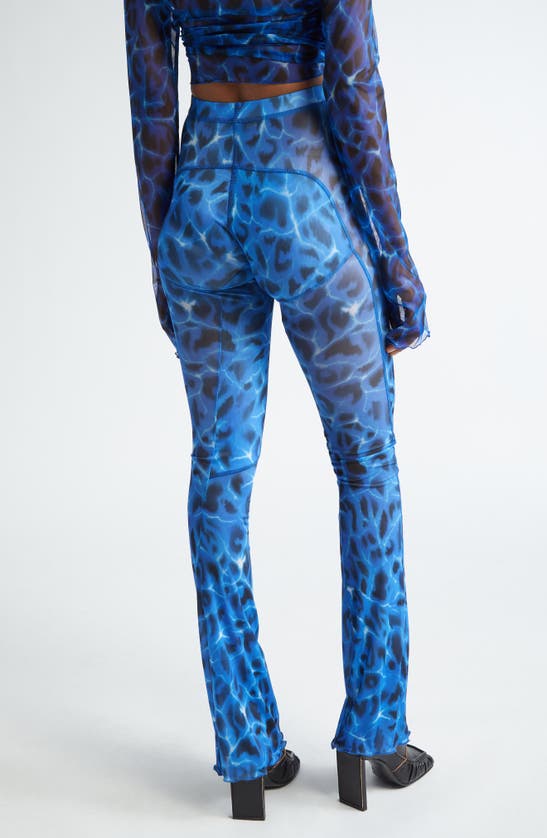Shop Knwls Halcyon Sheer Mesh Leggings In Aqua Leopard
