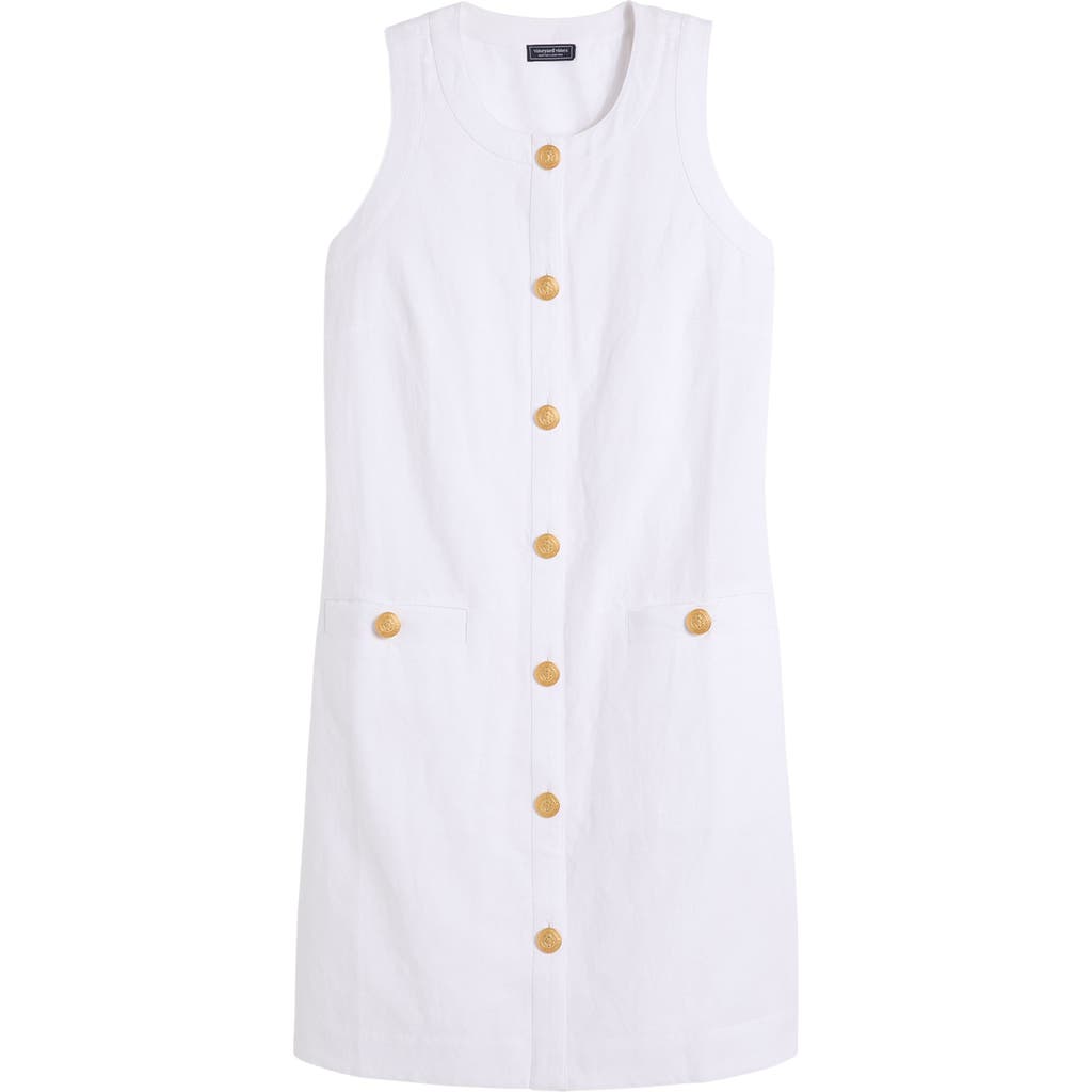 Vineyard Vines Sleeveless Linen Blend Shift Dress In White Cap
