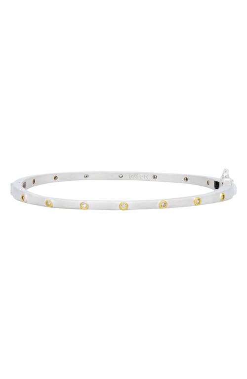 FREIDA ROTHMAN Thin Bezel Station Stack Bangle in Gold And Silver 