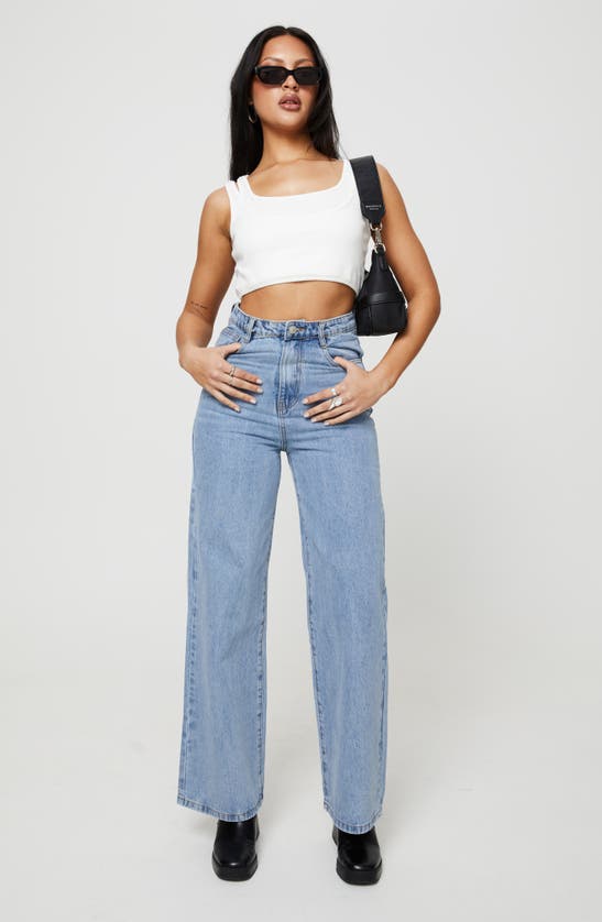 Shop Princess Polly Nicolo High Waist Straight Leg Jeans In Blue