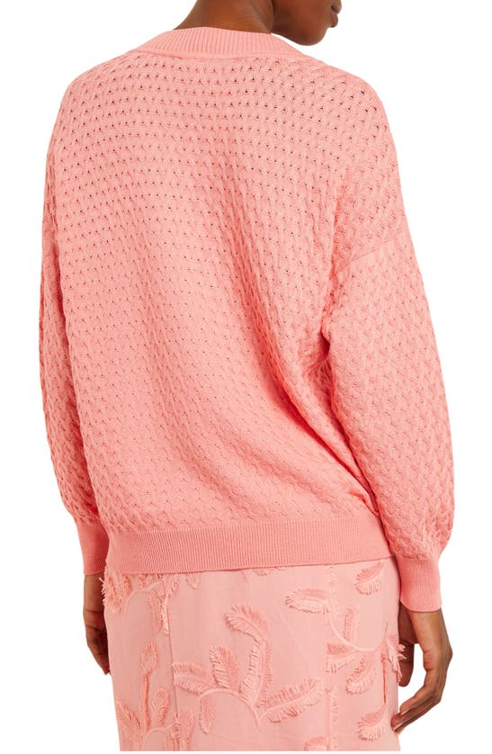 Shop Misook Cable Knit Tunic Sweater In Ocean Coral
