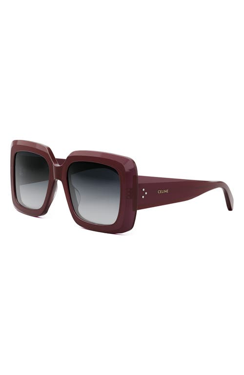 Celine Bold 3 Dots Square Sunglasses, 54mm In Shiny Bordeaux/smoke