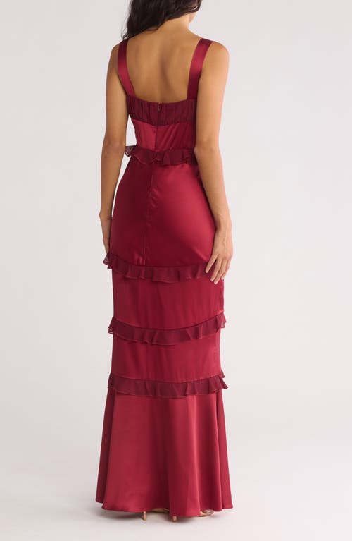 Area Stars Brigitte Ruffle Cocktail Dress In Burgundy