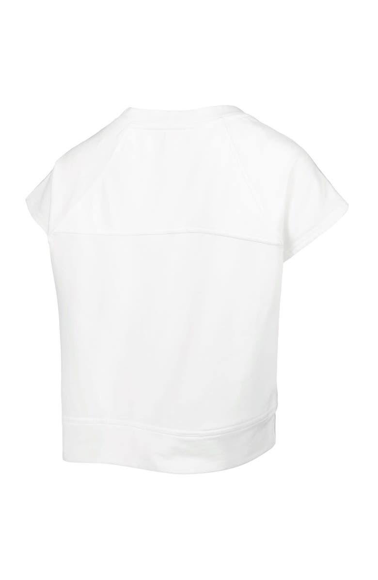 LUSSO Women's Lusso White Golden State Warriors Margot Cropped Tri-Blend Cap Sleeve Sweatshirt, Alternate, color, White