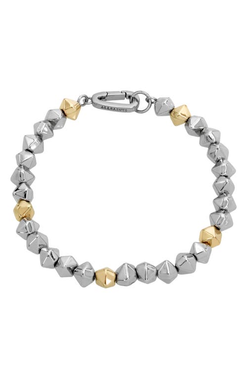 Allsaints Two-tone Geometric Beaded Bracelet In Metallic