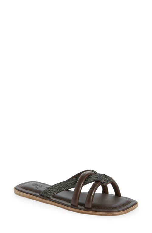 Brunello Cucinelli Slide Sandal in C8279 Chocolate