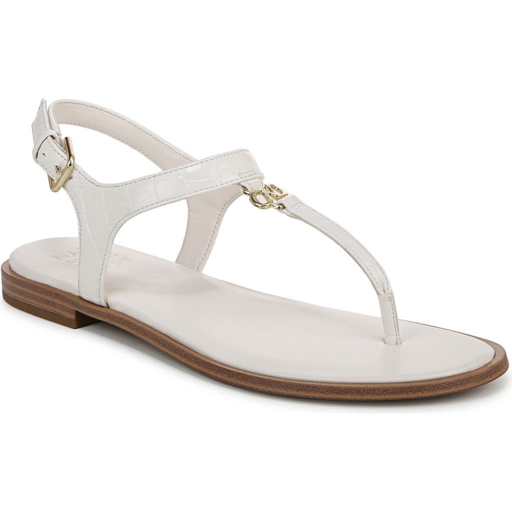 Naturalizer Lizzi T-strap Flat Sandals In Warm White