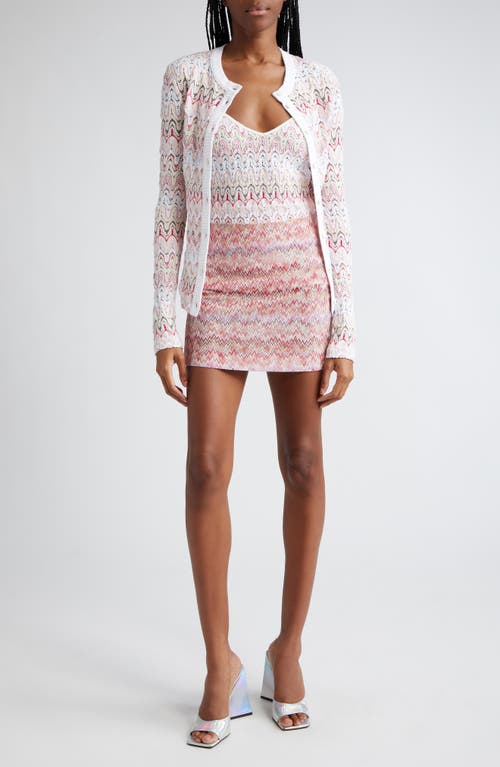 Missoni Pointelle Cardigan in Pink White Tones Multi at Nordstrom, Size 6 Us