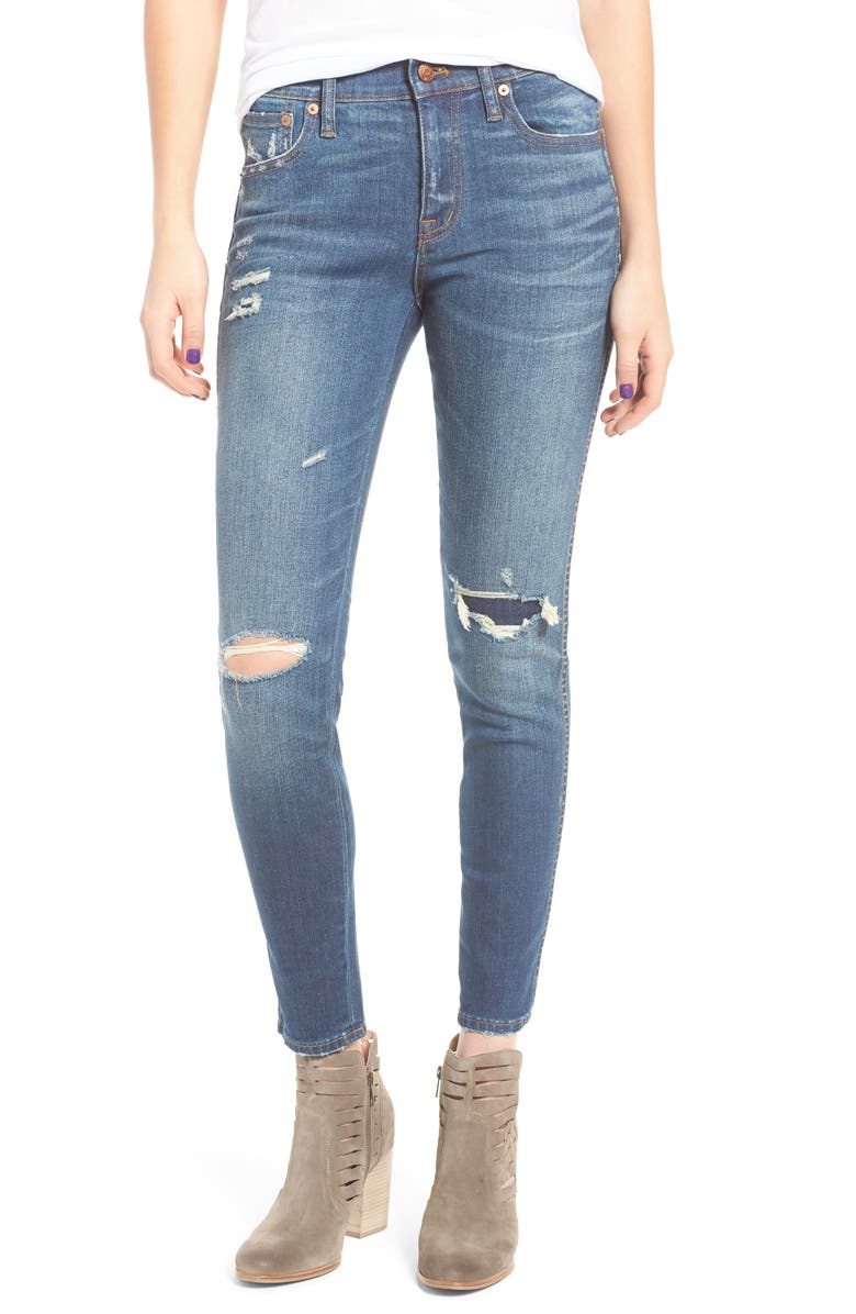 Madewell High 9-Inch High-Rise Skinny Jeans: Ripped and Patched Edition ...