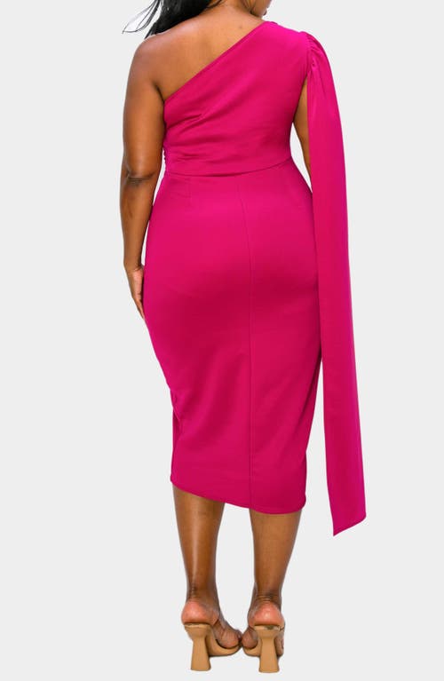 Shop L I V D Spade One-shoulder Cape Dress In Magenta