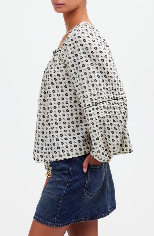 MADEWELL MADEWELL DOT FLORAL SQUARE NECK LONG SLEEVE TOP 