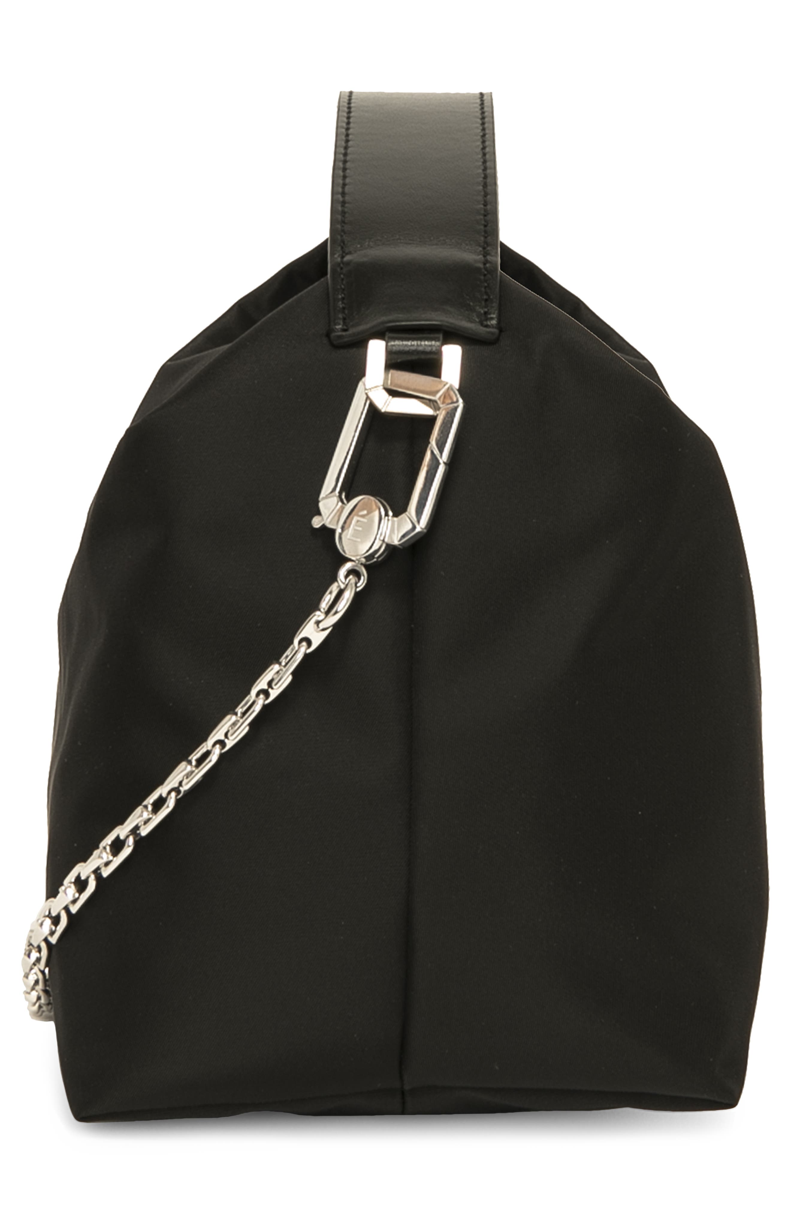 EÉRA Moonbag Nylon Handbag with Sterling Silver Chain in Black Nylon ...