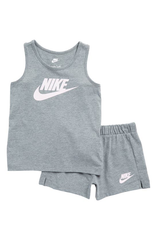 Nike Kids' Club Tank And Jersey Short Set In Carbon Heather