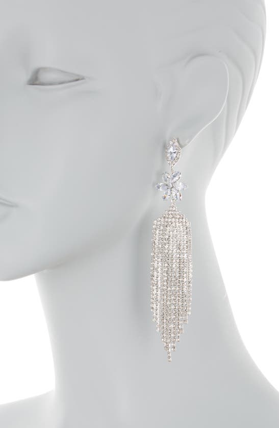 Eye Candy Los Angeles Siciliy Fringe Statement Earrings In Silver