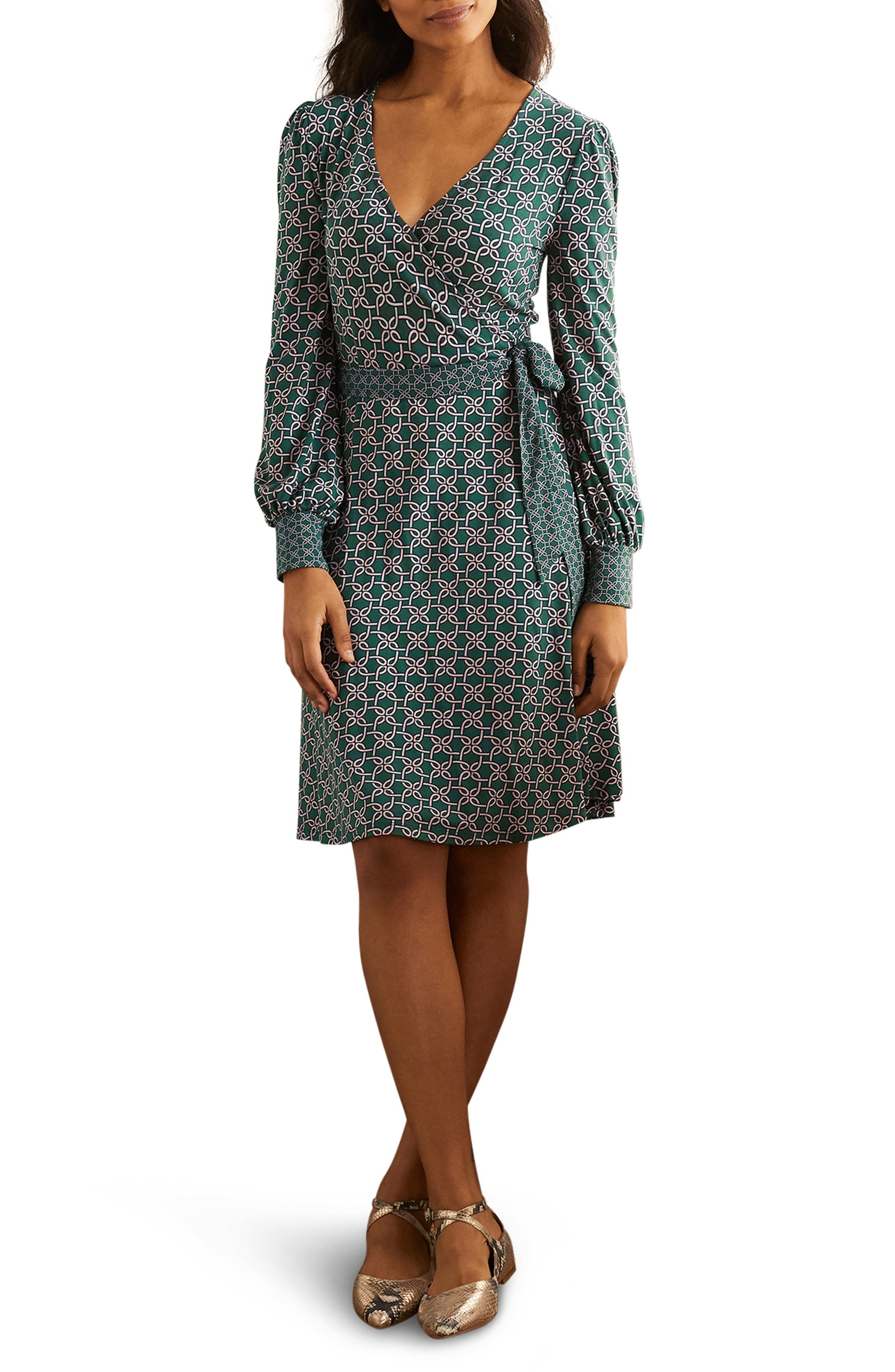long sleeve jersey wrap dress