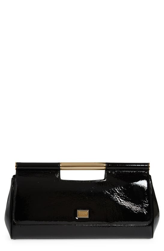 Shop Dolce & Gabbana Large Sicily Clutch Handbag In Black