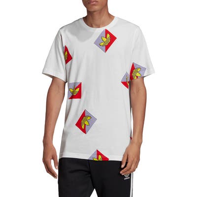 Adidas Originals Diagonal Logo Graphic T-Shirt, White