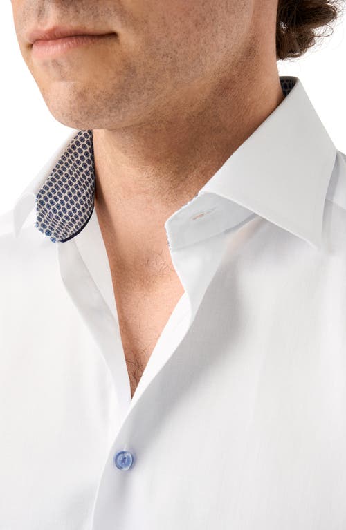 Shop Eton Slim Fit Floral Trim Organic Cotton Dress Shirt In White