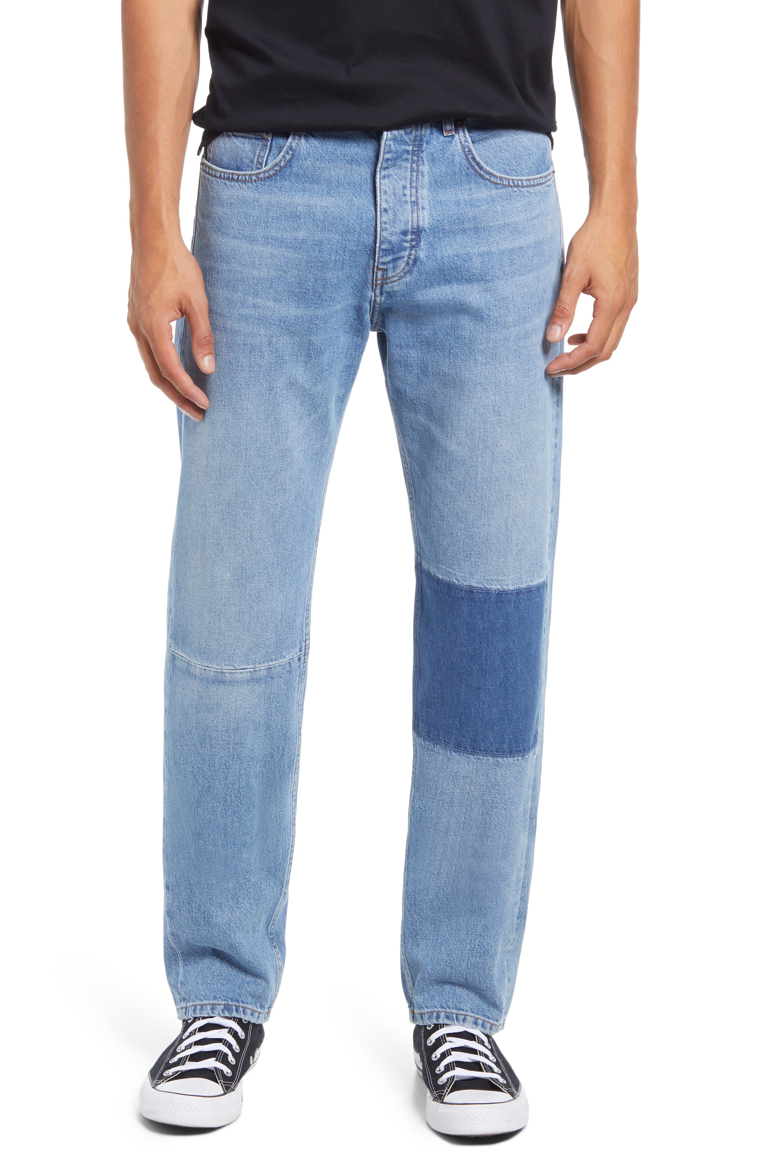 FRAME Modern Blocking Straight Leg Denim Jeans in Blue Washed at Nordstrom, Size 34