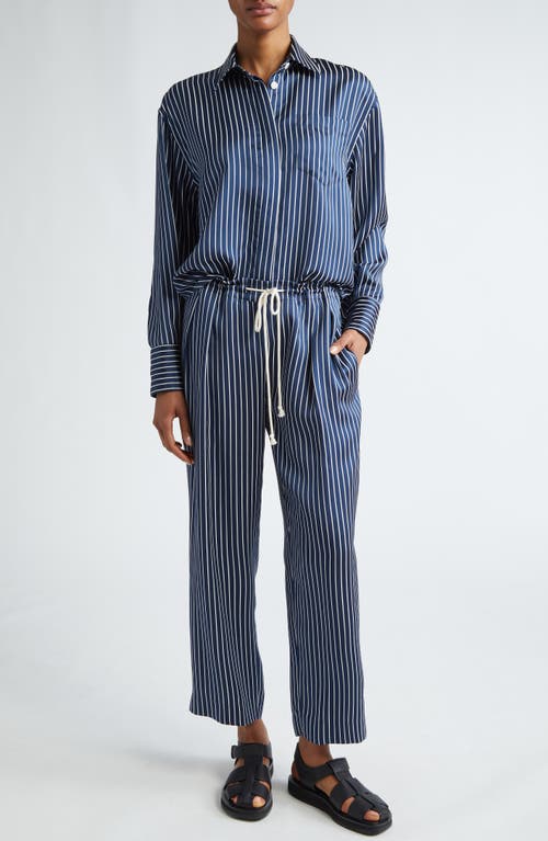 Shop Maria Mcmanus Stripe Button-up Shirt In Midnight Stripe