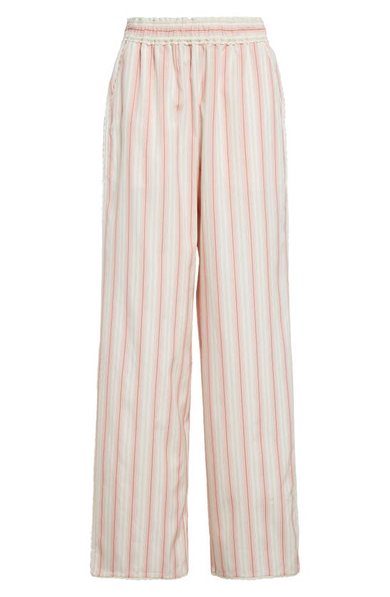 Shop Eenk Stripe Lace Trim Pants In Pink Stripe