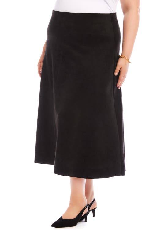 Shop Karen Kane Faux Suede Midi Skirt In Black