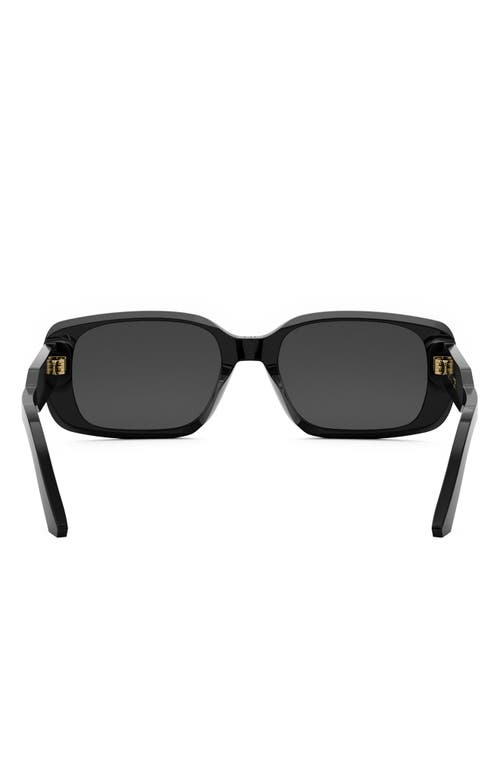 Shop Dior Signature S12i 53mm Rectangular Sunglasses In Shiny Black/smoke