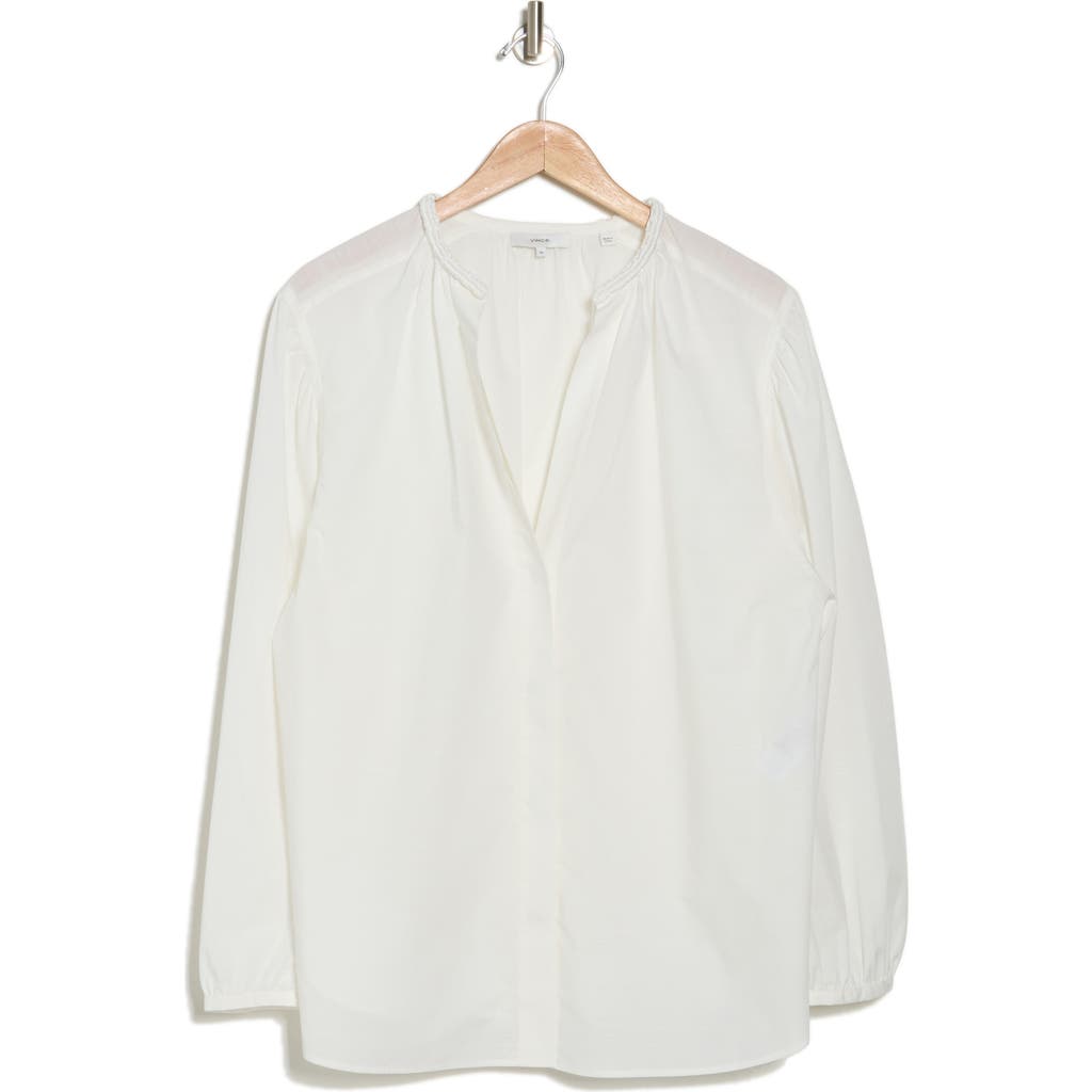 Vince Braid Trim Cotton Blouse In Optic White