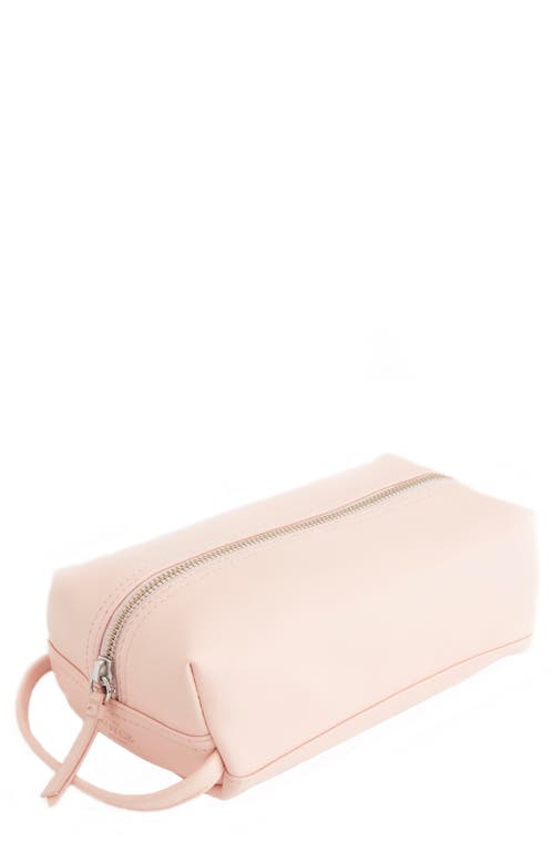 Compact Leather Toiletry Bag in Light Pink