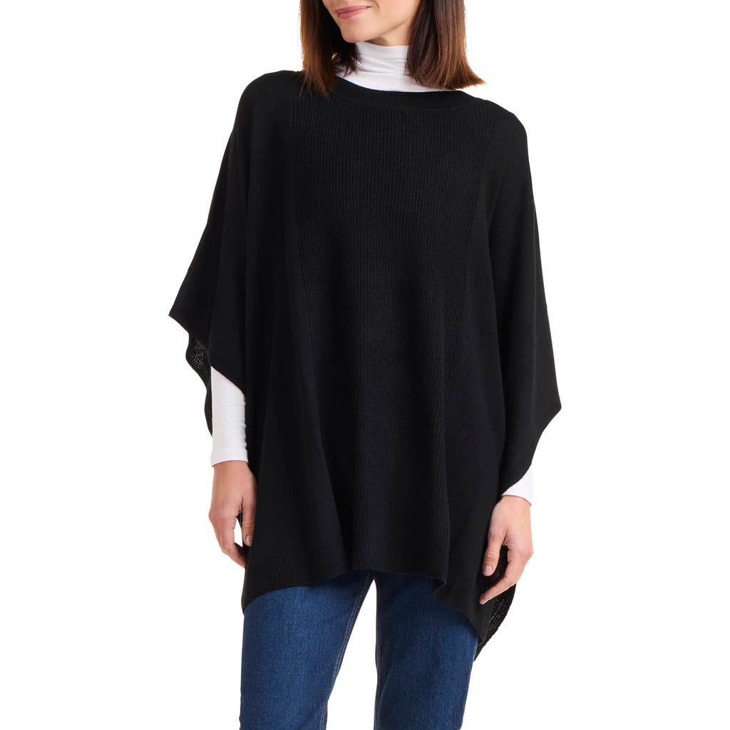Bruno Magli Boat Neck Wool & Cashmere Poncho In Black