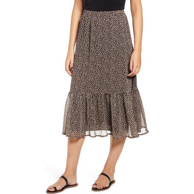 Ten Sixty Sherman Ruffle Hem Midi Skirt, Black