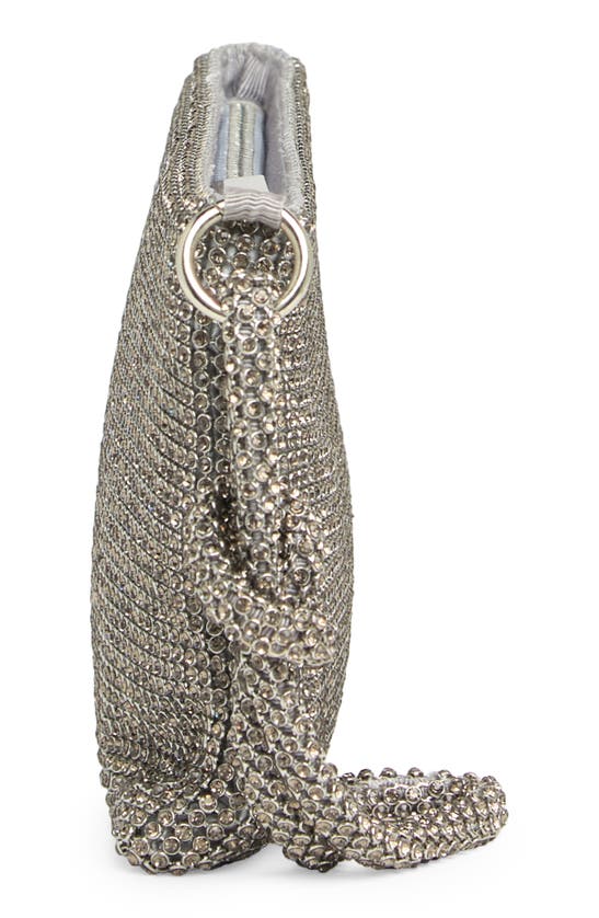 Shop Whiting & Davis Poppy Knotted Rhinestone Wristlet In Pewter Crystal