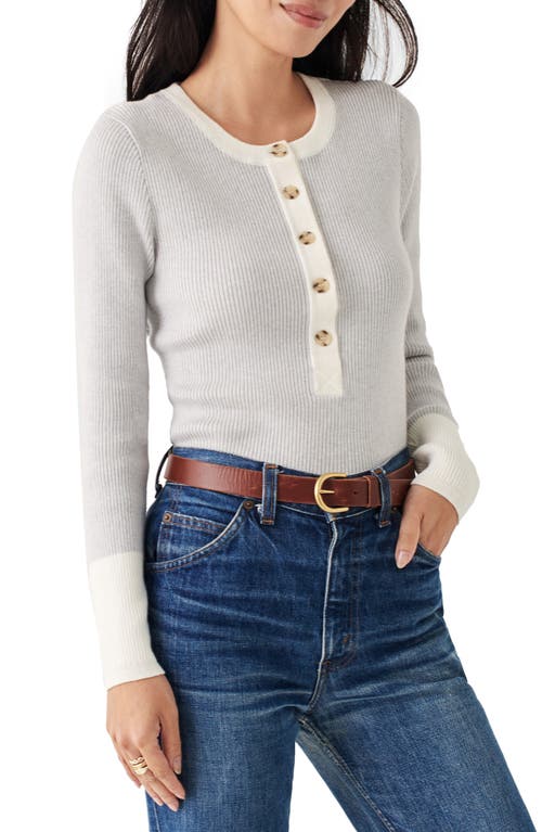 Faherty Mikki Organic Cotton & Cashmere Henley Sweater in Neutral Colorblock